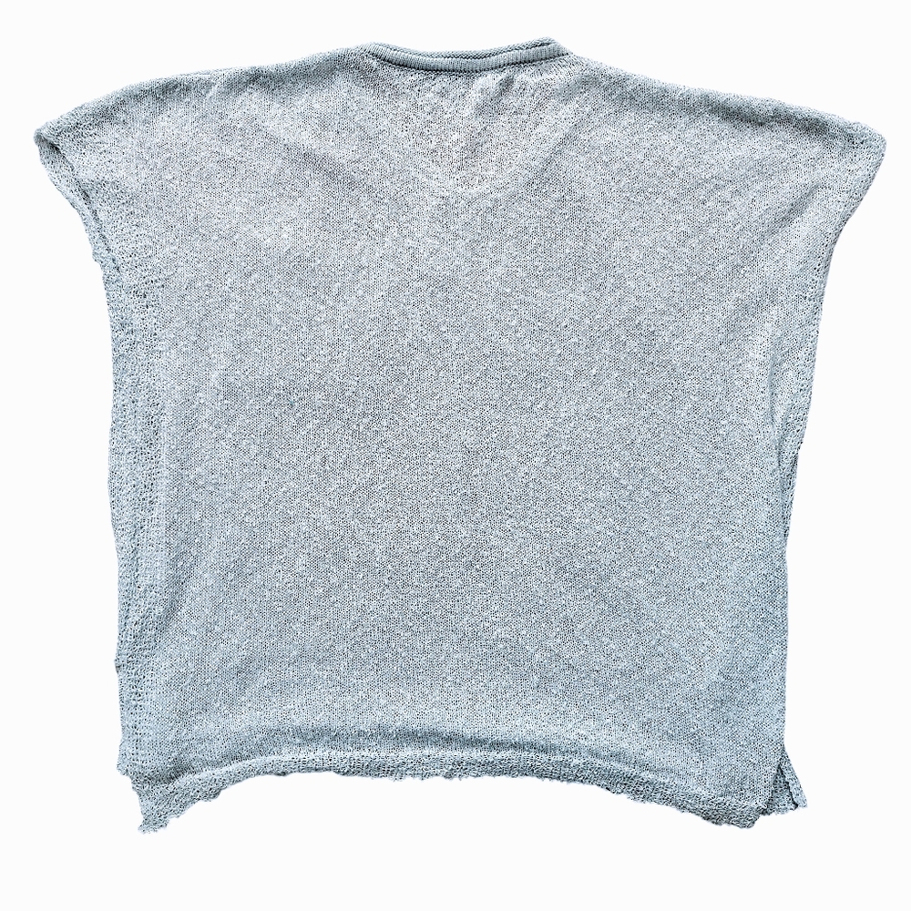 Easel Women's Light Blue Textured Knit Top With Slit Seams And Pocket Detail - Picture 2 of 4